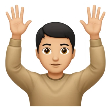 Make an emoji of a guy holding up two hands out like they're giving someone something or someone's giving them and right over those hands put six and seven on one hand each sticker