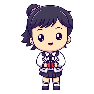 kawaii anime character with school uniform and cute expression sticker