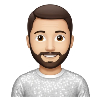 Terry Coldwell (male singer) from East 17 with light skin, dark brown hair and short beard, white sequin outfit sticker