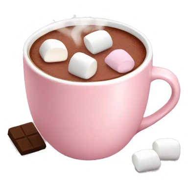 Light Pink mug of hot chocolate with marshmallows  sticker