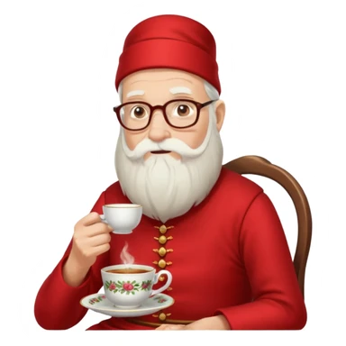 Bearded elderly with teacups long beard read dress sticker