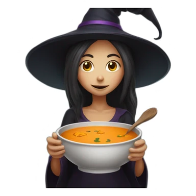 Girl witch eating soup of pumpkin  sticker