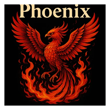 make image of phoenix with title, black background sticker