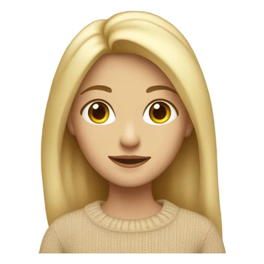 A blonde girl with a side parting and long hair in a beige sweater  sticker