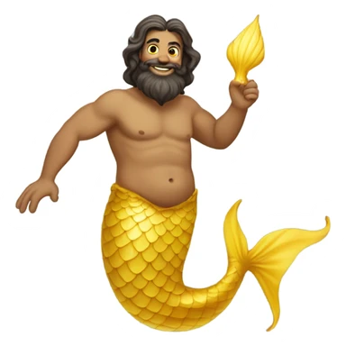 Tan Jewish merman with yellow mermaid tail sticker