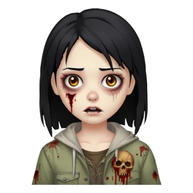 zombie girl with straight hair and brown eyes sticker