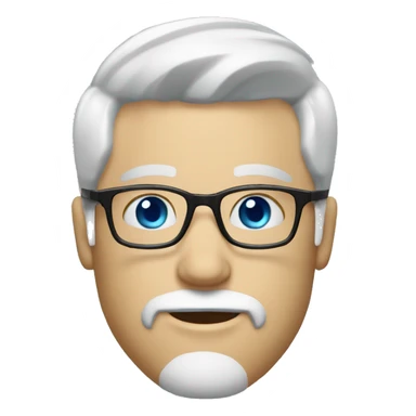 White man salt and pepper hair combed right blue eyes blue glasses beard stubble sticker