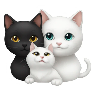 White Cat and black cat love sticker