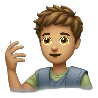 young guy scrolling on social media sticker