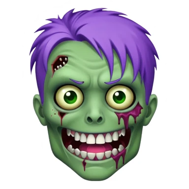 Zumbi verde com dentes prata e cabelo roxo sticker