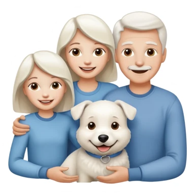 parents, daughter and a white dog sticker