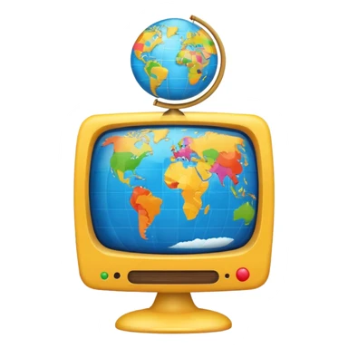 Tv with an globe in emoji style sticker
