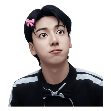 realistic girl with pink bow sticker