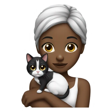 Black girl with black/white cat sticker