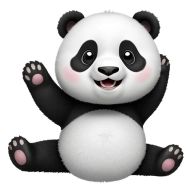 silly panda rolling on its back laughing with paws in the air sticker