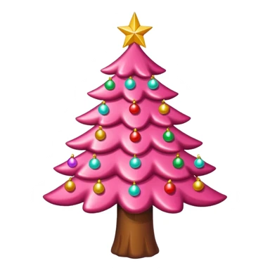 Crea un arbol de navidad en color rosa que parezca de caramelo Agrega luces navideñas has que la estrella  de arriba brille sticker