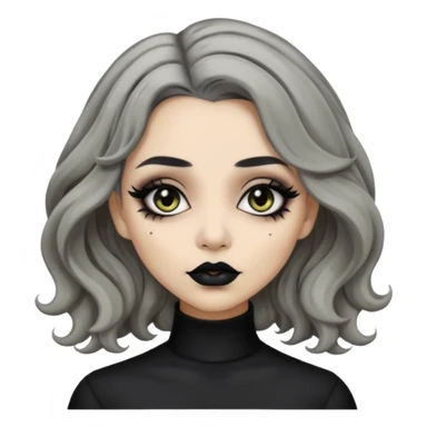  Beige olive skin  grey wavy hair black lips goth girl sticker
