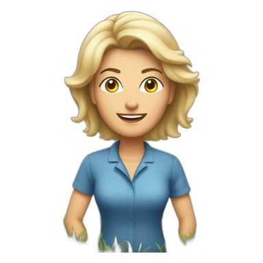 middle aged women mowning the lawn sticker