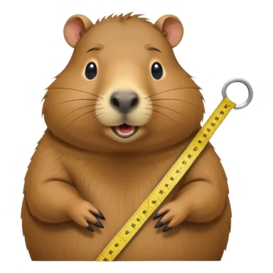 a little capibara measuring her waist with measuring tape and is very astonished in a good way sticker