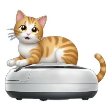 A cat on a robot vacuum cleaner sticker