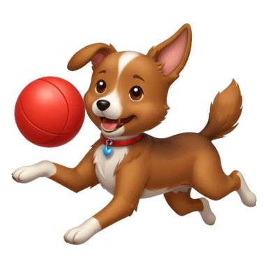happy dog running after ball sticker