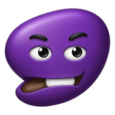 Smiling Purple bean with angry eyebrows sticker