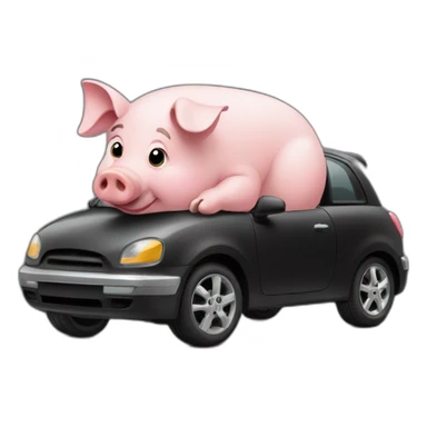 A-pig-in-a-car-black sticker
