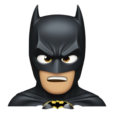 Batman with his mask and a shocked face sticker