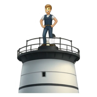 A man standing on a lighthouse sticker