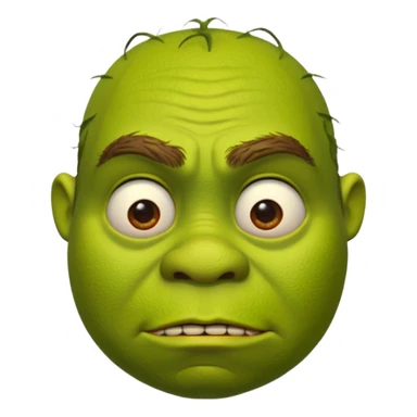Shrek emoji face showing a 🤨 sticker