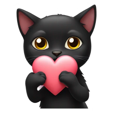 black cat holding heart hands sticker