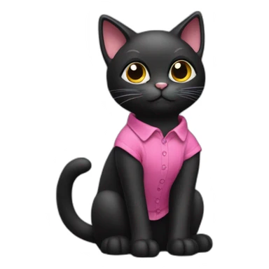 black cat with pink shirt poping sticker