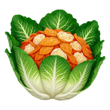 napa cabbage with kimchi red seasoning all over, no green, no face sticker