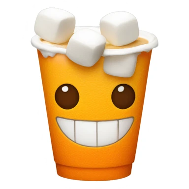 a coffe cup with marshmallow orange sticker