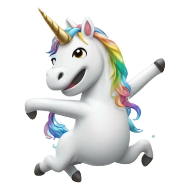happy dancing unicorn in the rain sticker