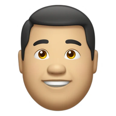 Fat Asian guy with smile sticker