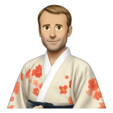 Macron en kimono sticker