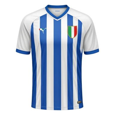 White and blue striped soccer jersey, Italian football team style sticker