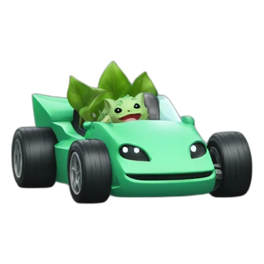 Bulbasaur driving a f1 car sticker