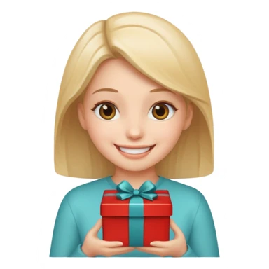 Girl giving a gift sticker