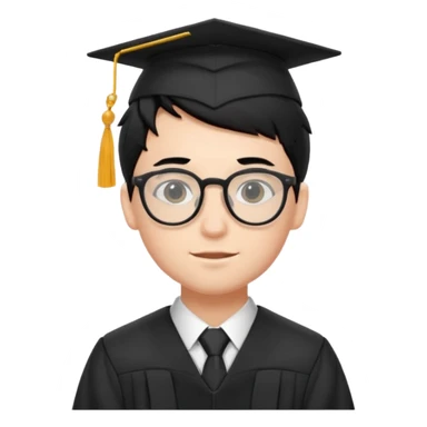 boy with glasses black hair in graduation suit sticker