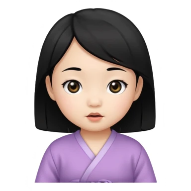 Asian baby girl with black hair black eyes sticker