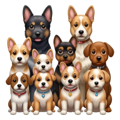 1 german shephard, 1 bulldog, 1 poodle, 1 husky, 1 dachshund sticker