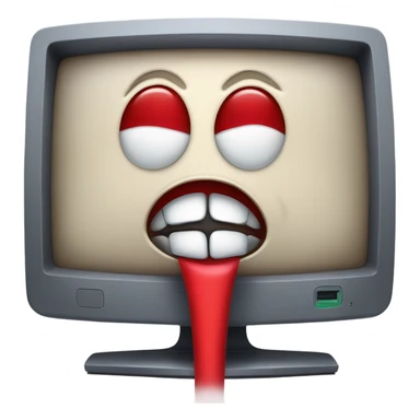 Mac computer with a face and fever sick sticker