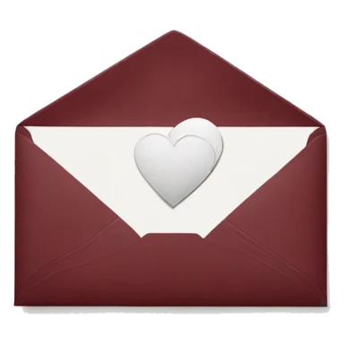 burgundy envelope with white heart stamp sticker
