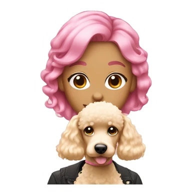 Pink haired girl with blonde poodle sticker