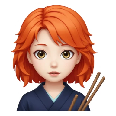 Japanese anime girl sticks sticker