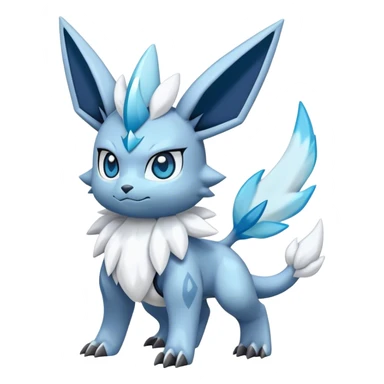 Fluffy cute Kyurem-Glaceon-dialga-hybrid, full body sticker
