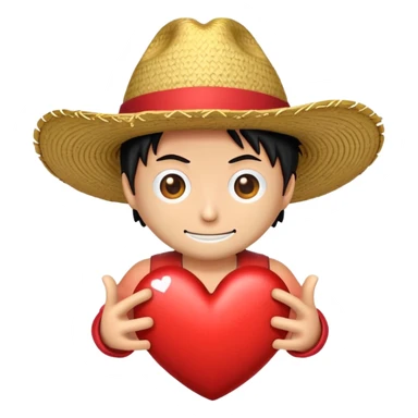 Crea un emoji de un corazón con el sombrero de luffy sticker