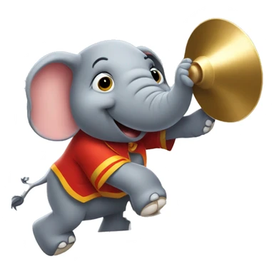 Elephant tripping down stairs carrying cymbals sticker